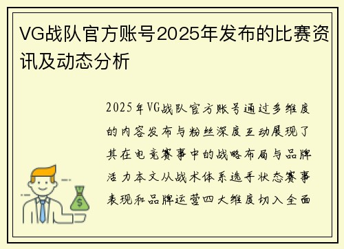 VG战队官方账号2025年发布的比赛资讯及动态分析